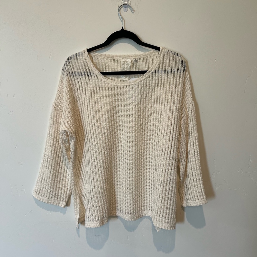 NWT Sadie and Sage Cream Boho Coastal Knit Sweater Size Small Cottagecore